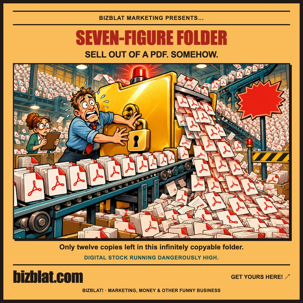 The Seven-Figure Folder — Bizblat promotional artwork